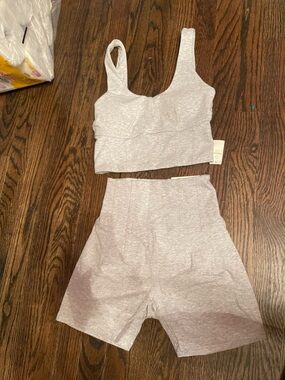 Heather Gray Tank Bralette and High-Waist work out Set